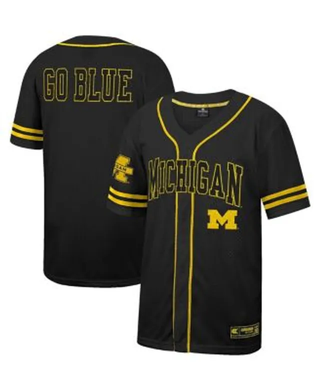 Men's Colosseum White Michigan Wolverines Free Spirited Mesh Button-Up Baseball  Jersey