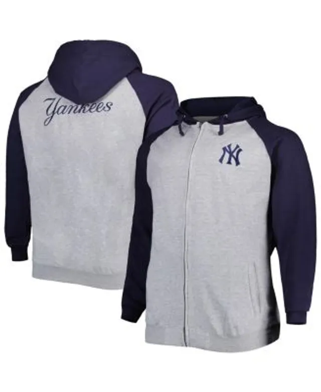 Profile Men's Heather Gray/Navy Boston Red Sox Big & Tall Raglan Hoodie Full-Zip Sweatshirt