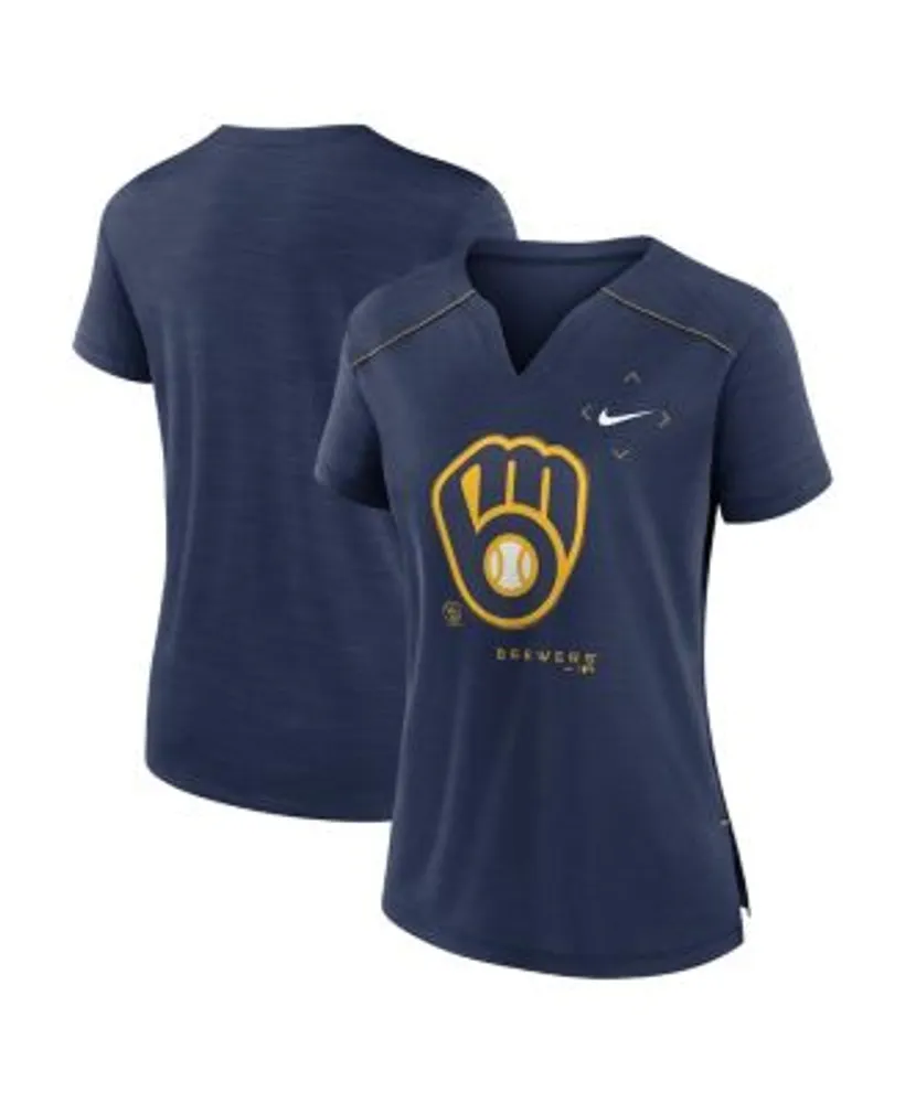 Youth White/Navy Milwaukee Brewers V-Neck T-Shirt Size: Extra Large