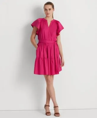 Women's Belted Cotton-Blend Dress