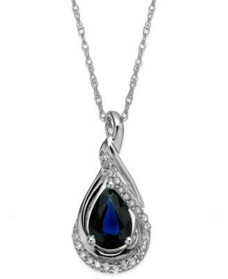 Sapphire (9/10 ct. t.w.) and Diamond Accent Wrap Pendant Necklace in 14k White Gold