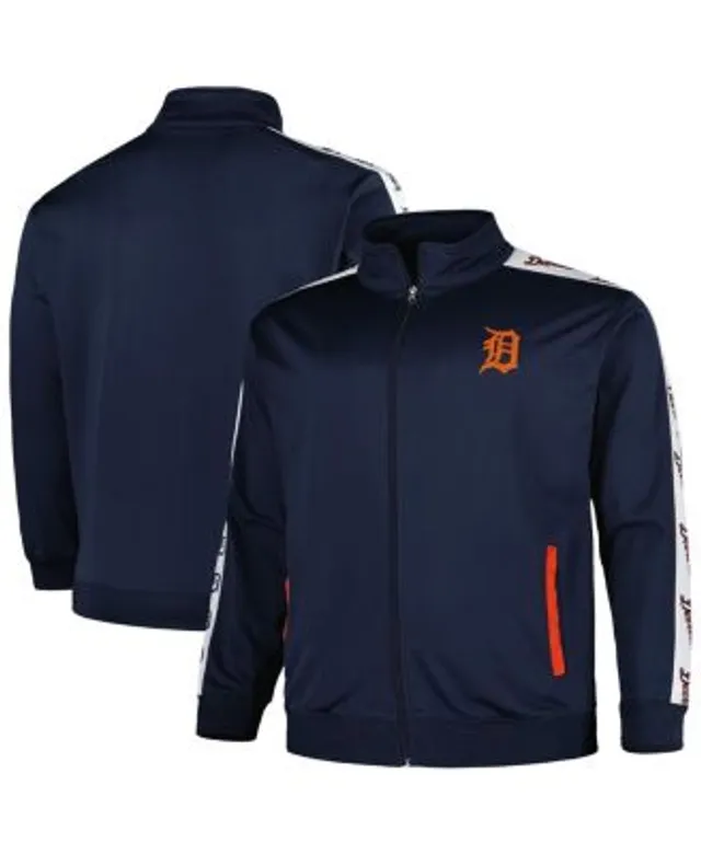 Detroit Tigers Big & Tall Raglan Full-Zip Track Jacket - Navy/Heather Gray