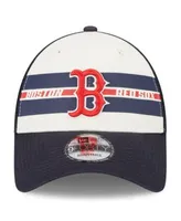 Men's White, Navy Detroit Tigers Team Stripe Trucker 9Forty Snapback Hat