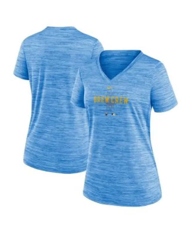 Women's Nike Powder Blue Milwaukee Brewers City Connect Velocity Practice  Performance V-Neck T-Shirt