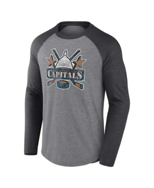 Men's Fanatics Branded Heathered Gray/Heathered Navy Chicago Bears Weekend  Casual Tri-Blend Raglan Long Sleeve