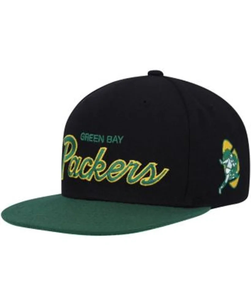 Mitchell & Ness Youth Boys and Girls Black, Green Green Bay Packers Team  Script Snapback Hat