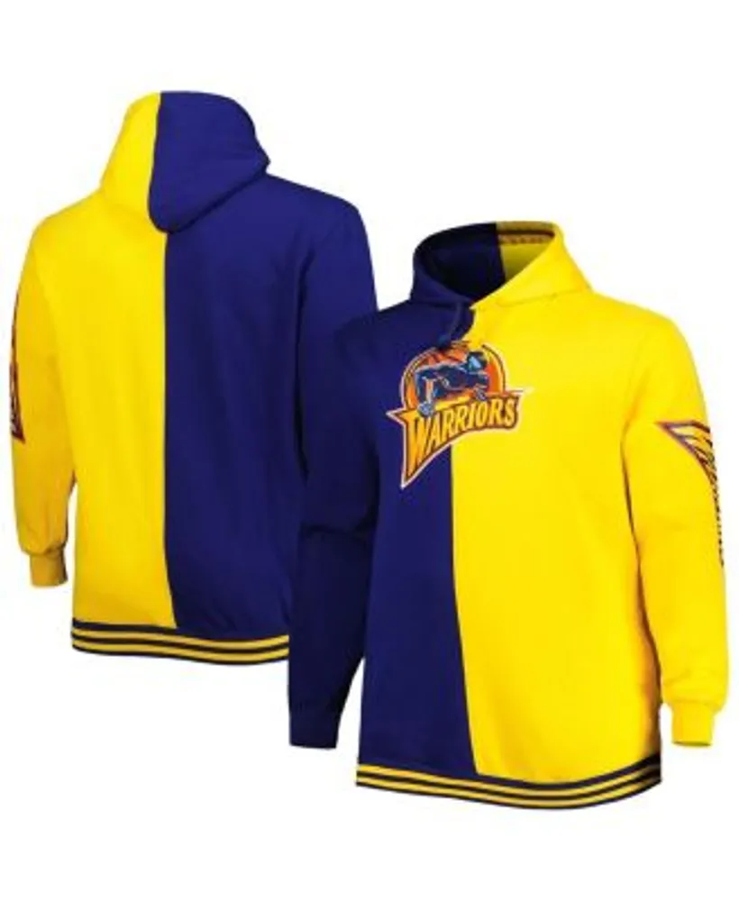 Mitchell & Ness Men's Navy, Gold Golden State Warriors Big and Tall  Hardwood Classics Split Pullover Hoodie