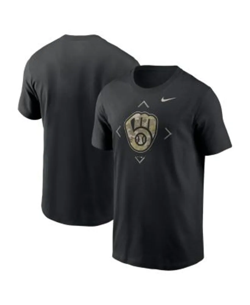 Nike Men's Black Milwaukee Brewers Camo Logo T-shirt