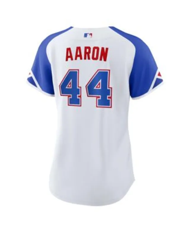 Nike Men's Atlanta Braves Hank Aaron #44 Blue T-Shirt