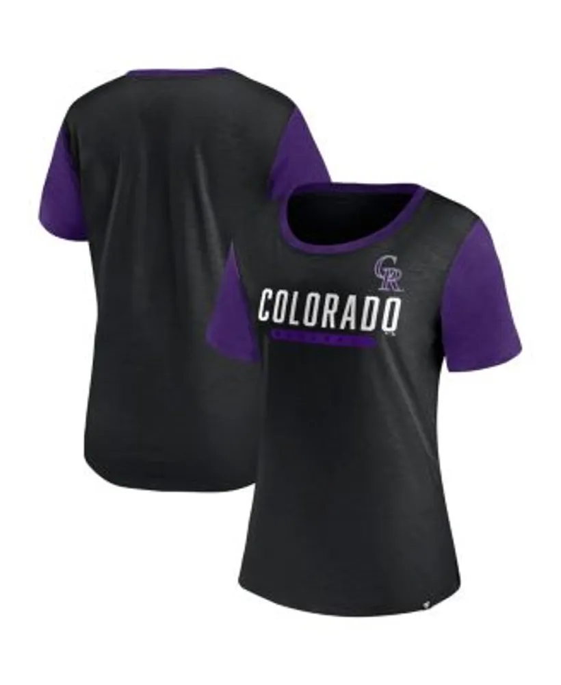 Women's Purple/White Colorado Rockies Logo Plus Size V-Neck Jersey T-Shirt