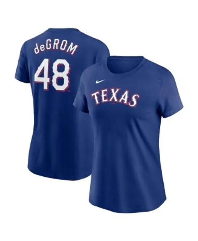 Women's Nike Jacob deGrom Royal Texas Rangers 2023 Name & Number T-Shirt