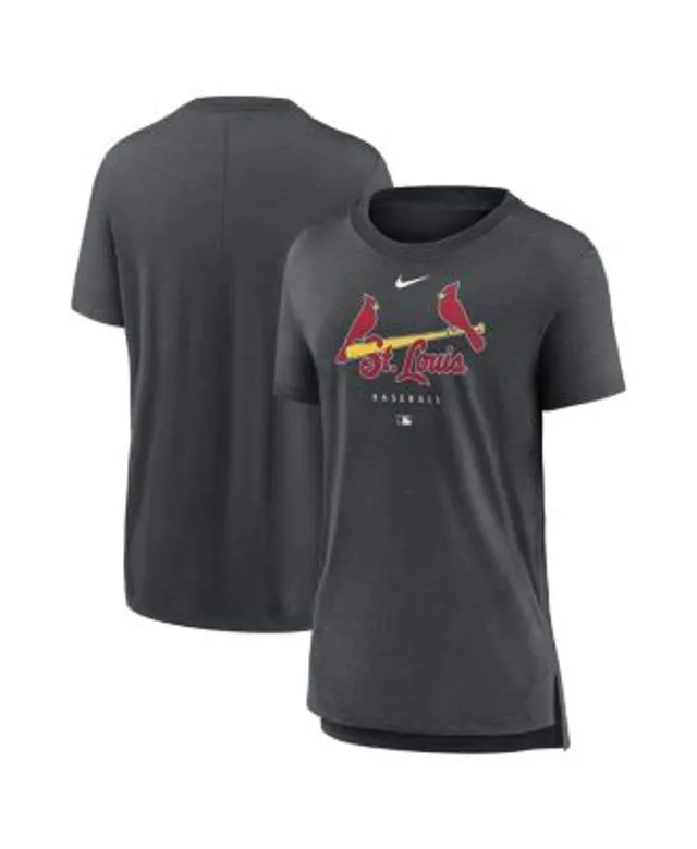 Women's Nike Heathered Red St. Louis Cardinals Cooperstown Collection  Diamond Weekend Tri-Blend T-Shirt