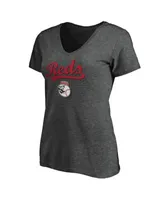 Women's Fanatics Branded Red Chicago Cubs Team Lockup V-Neck T-Shirt Size: Medium