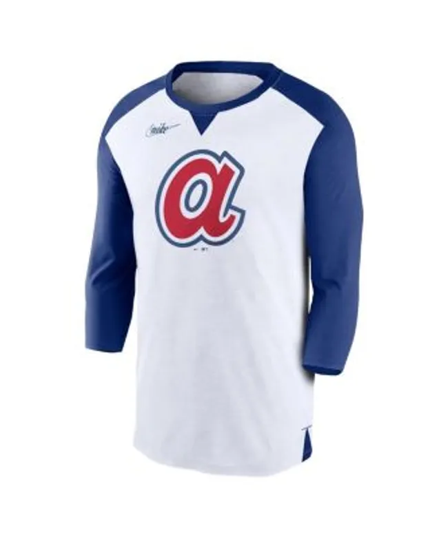 Men's Nike White/Royal Milwaukee Brewers Rewind 3/4-Sleeve T-Shirt