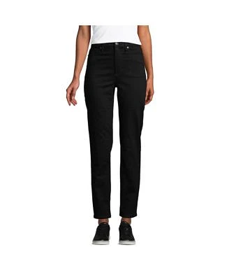 Women's Petite High Rise Straight Leg Ankle Jeans Black