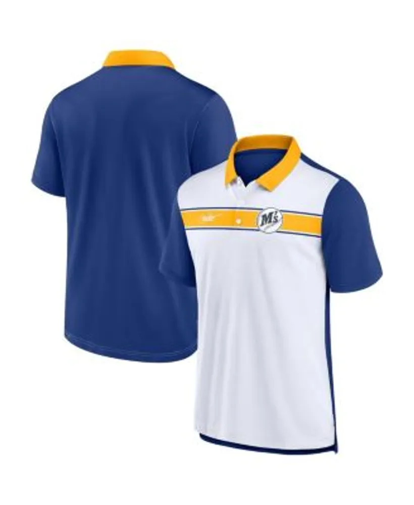 Nike Men's White, Royal Seattle Mariners Rewind Stripe Polo Shirt