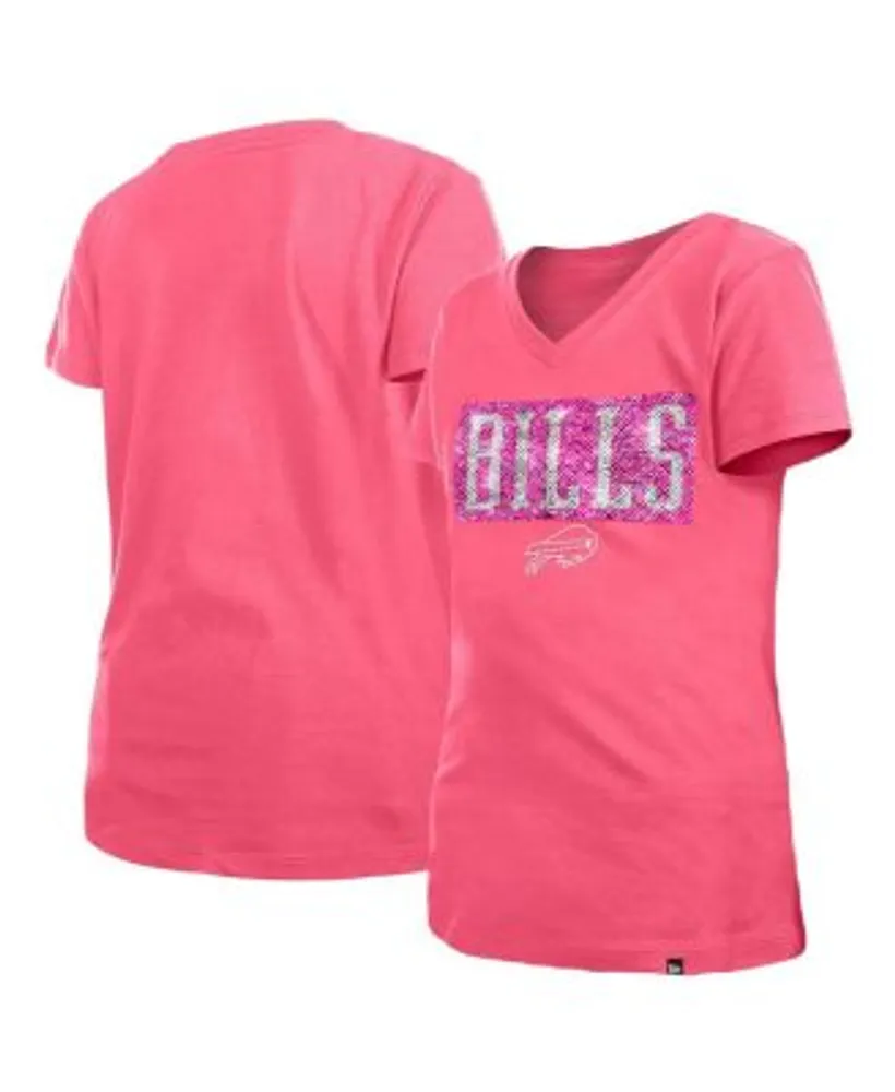 Girls Youth Los Angeles Dodgers New Era Pink Flip Sequin Team V-Neck T-Shirt