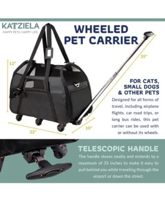 Katziela Luxury Rider Pet Carrier with Removable Wheels and