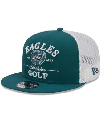 New Era Men's Cream and Midnight Green Philadelphia Eagles Team Stripe  Trucker 9FORTY Snapback Hat