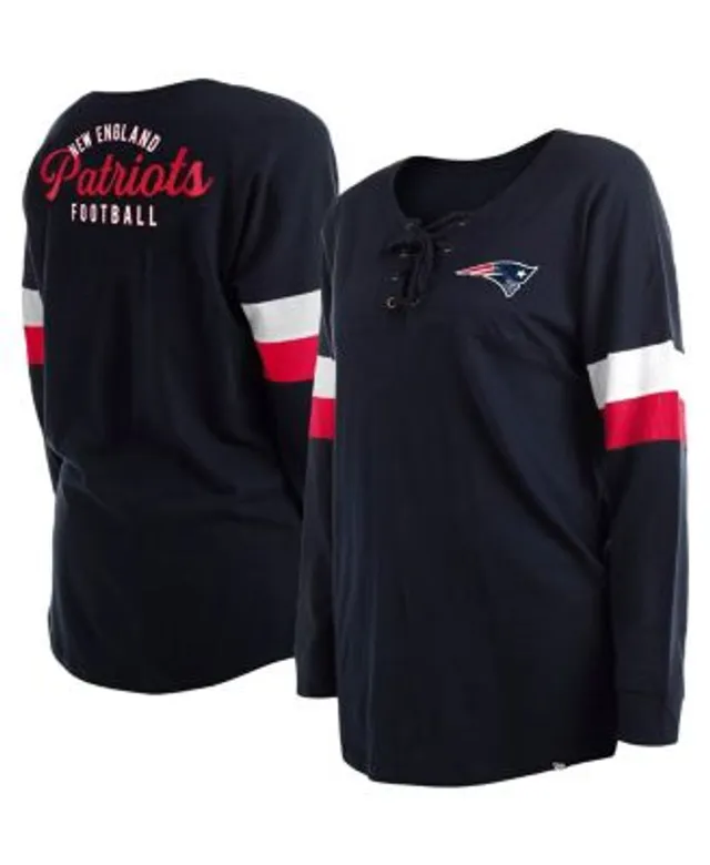 New England Patriots Fanatics Branded Women's Spirit Jersey Lace-Up V-Neck Long  Sleeve T-Shirt - Navy