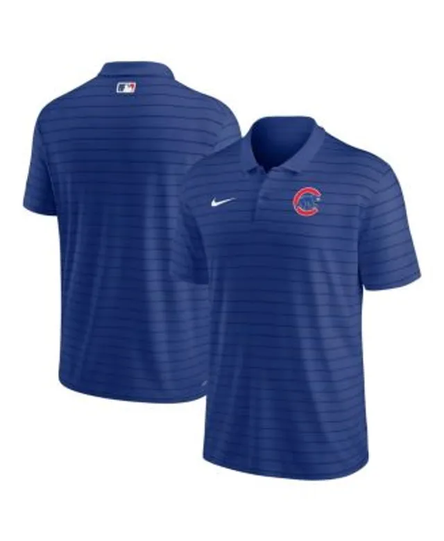 Men's Chicago Cubs Nike Silver/Royal Team Baseline Striped Performance Polo