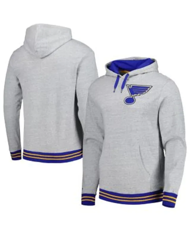 Men's Fanatics Branded Heathered Gray/Blue St. Louis Blues Block Party  Classic Arch Signature Pullover Hoodie