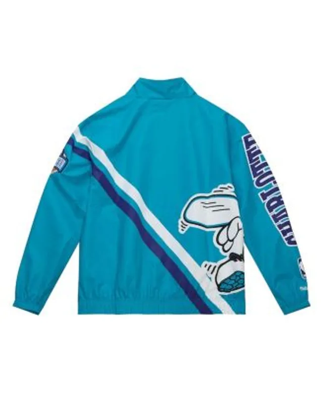 Men's Mitchell & Ness Blue Charlotte Hornets Exploded Logo Warm-Up Full-Zip Jacket