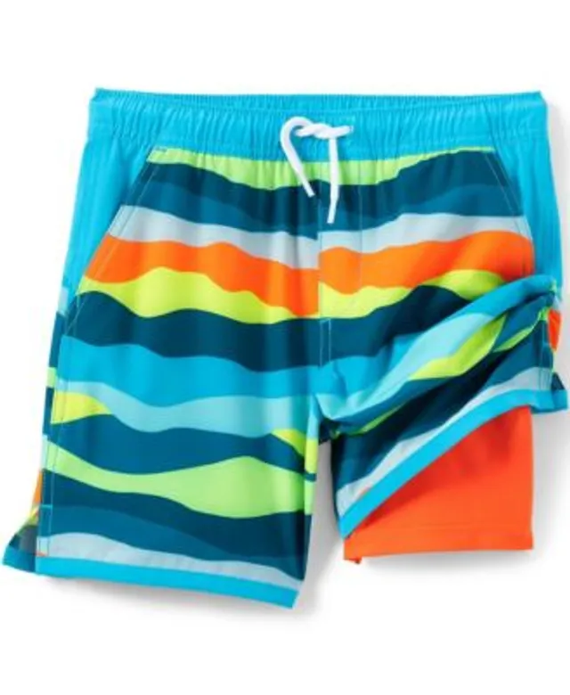 Lands' End Boys Husky Printed Volley Swim Trunks 