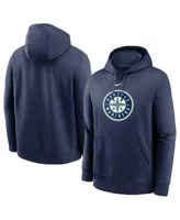 Men's Nike Heather Gray/Heather Navy Seattle Mariners Baseball Raglan 3/4-Sleeve Pullover Hoodie Size: Small