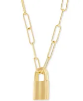 Padlock 18 Pendant Necklace in 14K Gold-Plated Sterling Silver - Gold Over Silver