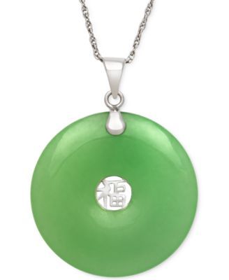 Dyed Jade Symbol Pendant Necklace in Sterling Silver (25mm)