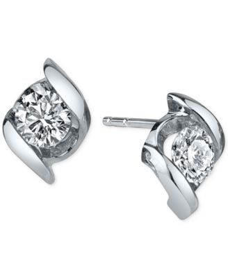 Diamond Twist Stud Earrings (1/4 ct. t.w.) in 14k White Gold