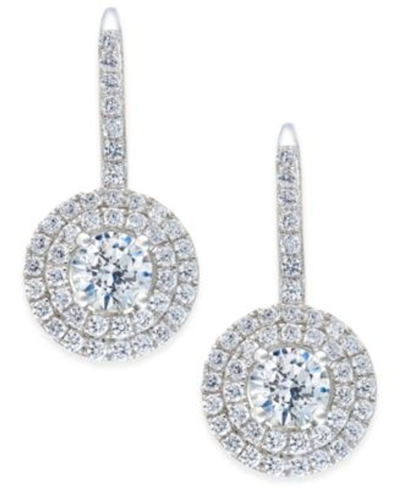 arabella swarovski zirconia crystal cluster drop earrings in sterling silver