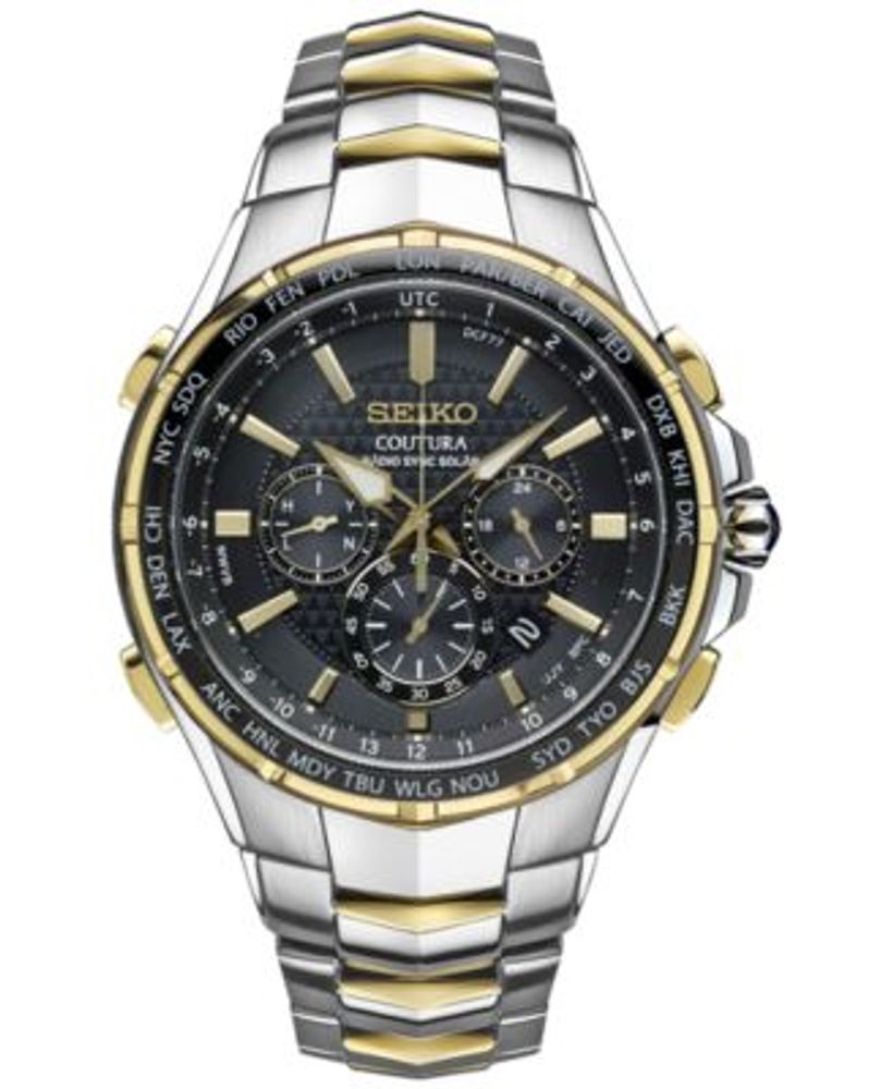 Seiko Men's Coutura Radio Sync Solar Chronograph Two-Tone Stainless Steel  Bracelet Watch 45mm SSG010 | Dulles Town Center