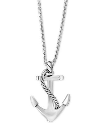 EFFY® Men's Anchor Pendant Necklace in Sterling Silver