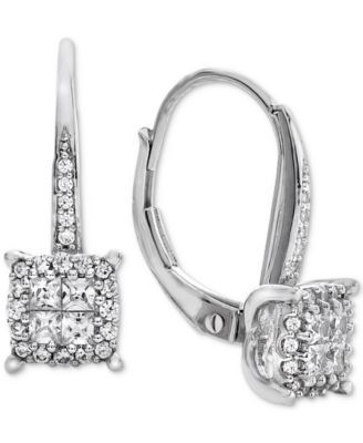Diamond Cluster Drop Earrings (1/2 ct. t.w.) in 14k White Gold