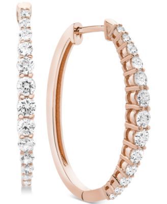 Diamond Hoop Earrings (1 ct. t.w.) 14k Gold, Rose or White Gold