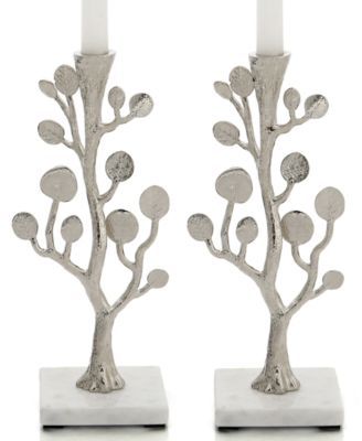 Set of 2 Botanical Leaf Candlestick Holders