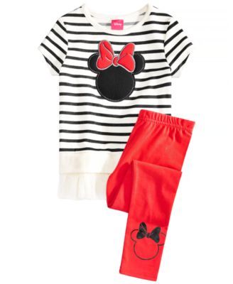 Little Girls 2-Pc. Minnie Mouse Silhouette Top & Leggings Set