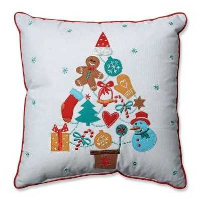 Gift Tree Red-Aqua 16" Throw Pillow