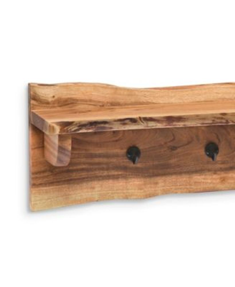 Alpine 48 in. Brown Natural Live Edge Wood Coat Hooks