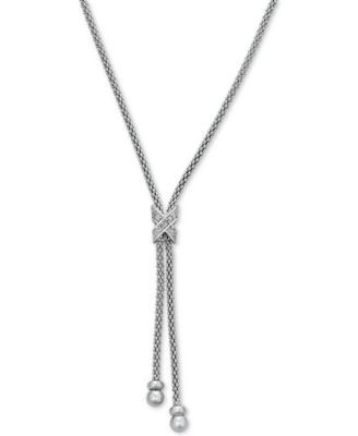 Diamond Lariat Necklace (1/8 ct. t.w.) in Sterling Silver , 20" + 3" extender