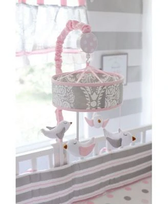 Olivia Rose Pink and Gray Bird Rotating Baby Mobile