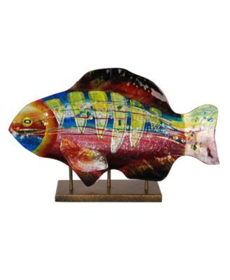 18" Lime Gills Fish Sculpture with Gold Kissed Stand