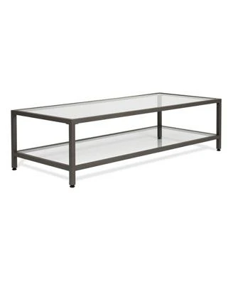 Camber Collection Rectangle Coffee Table - Pewter/Clear Glass