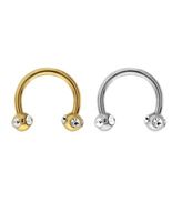 Bodifine Stainless Steel Crystal Eyebrow Hoops Set of 2