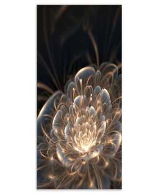 Designart Fractal Flower With Golden Rays Floral Art Canvas Print - 16" X 32"