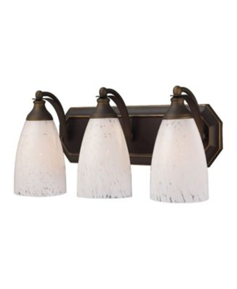 Macy's Vanity 3 Light Aged Bronze with Snow White Glass | Hawthorn Mall