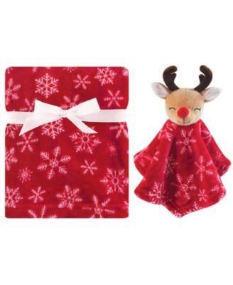 Unisex Baby Plush Blanket and Security Blanket, 2-Piece Set, Reindeer, One Size