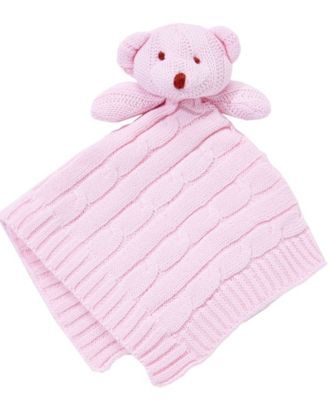 Baby Girl Knit Bear Security Blanket